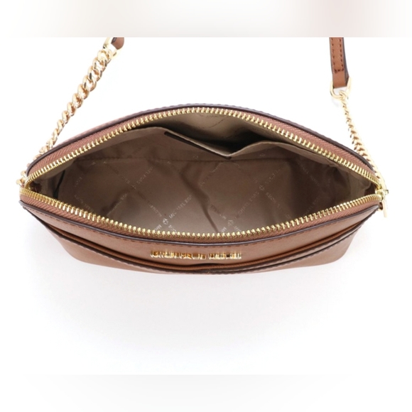 Michael Kors Jet Set Travel Medium Leather X Cross Dome Crossbody Handbag - Picture 9 of 9